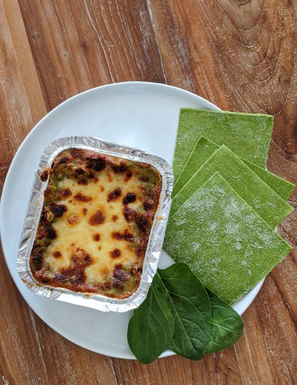 Lasagna De Carne En Hoja De Espinaca Y Prosiutto Pastaio